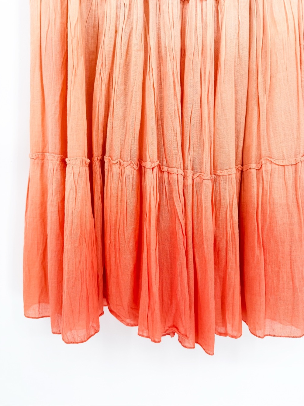Vintage Jane Ashley Peach Coral Ombre Tiered Midi Skirt Medium - Picture 3 of 6